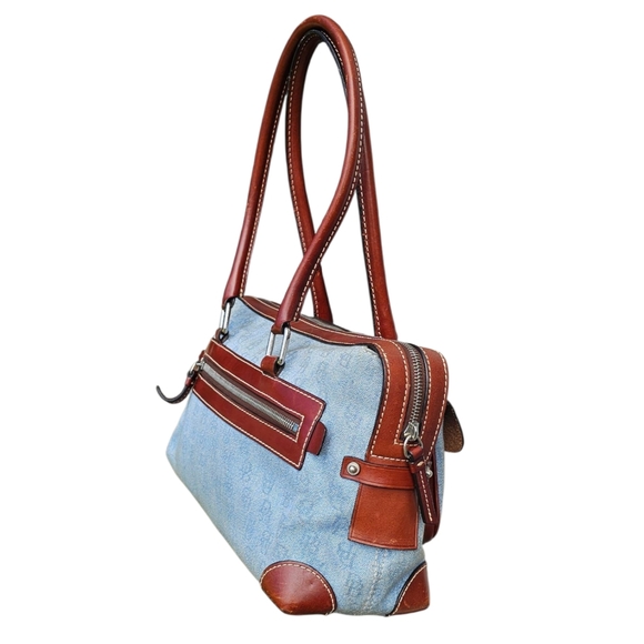 Dooney & Bourke Blue and Brown Shoulder Bag - Picture 2 of 11